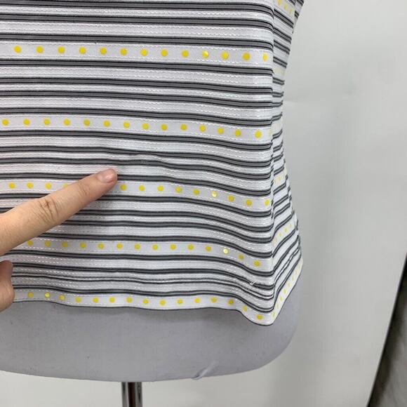 Vintage St John T Shirt Womens P Petite Sport Marie Gray Striped Dotted Crop Tee - Picture 5 of 15